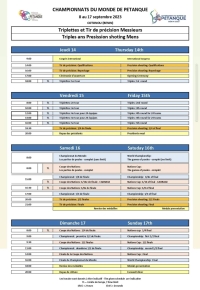 Championnat du Monde de Pétanque Triplettes et Tir de Précision du 14 au 17/09/2023 au Benin